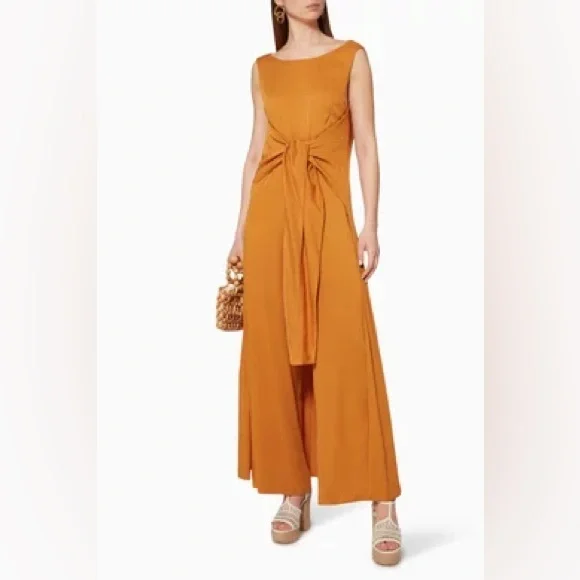 Pink Filosofy Orange/Yellow Paltrow Wide-Leg Jumpsuit size Small EUC - Picture 2 of 10